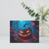 Gloeiende Spooky Gelukkig Halloween Pompoen Briefkaart (Staand voorkant)