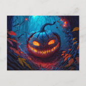 Gloeiende Spooky Gelukkig Halloween Pompoen Briefkaart (Voorkant)