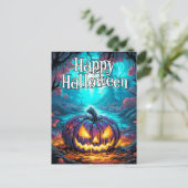 Gloeiende Spooky Halloween Pompoen Briefkaart (Staand voorkant)