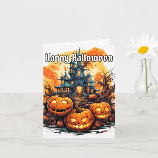 Gloeiende Spooky Pompoen | Happy Halloween Kaart (Kleine Plant)