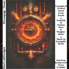 Gloeiende Steampunk Industriële Klok FG8 Decoupage Tissuepapier