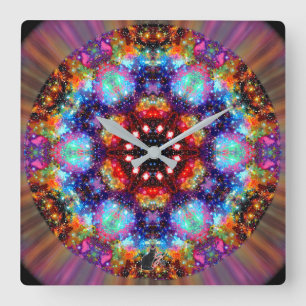 Gloeiende Stellaire Kaleidoscoop Vierkante Klok
