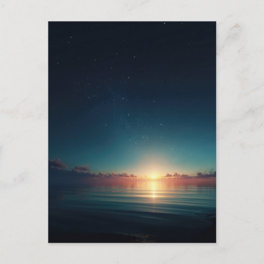 Gloeiende Sterrennacht Oceaan Zonsopgang Briefkaart (Voorkant)