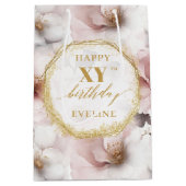 Gloeiende stoffige roze Boho Gold verjaardagscadea Medium Cadeauzakje (Voorkant)