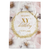 Gloeiende stoffige roze Boho Gold verjaardagscadea Medium Cadeauzakje (Achterkant)