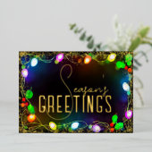 Gloeiende String Kerstverlichting Seizoen Groeten Folie Feestdagenkaart (Staand Voorkant)
