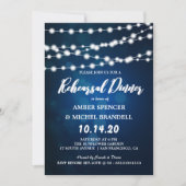 Gloeiende String Lights Diep Blauw Repetitie Diner Kaart (Voorkant)