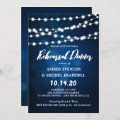 Gloeiende String Lights Diep Blauw Repetitie Diner Kaart (Voorkant / Achterkant)