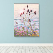 Gloeiende terug verlicht wilde Teasels en Thistles Canvas Afdruk (Insitu (Houten vloer))