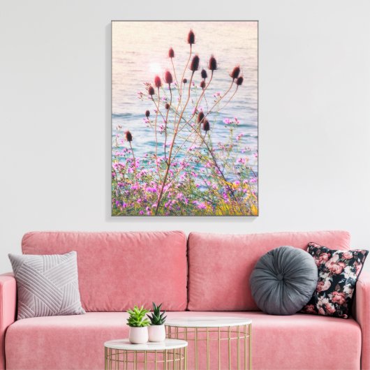 Gloeiende terug verlicht wilde Teasels en Thistles Canvas Afdruk (Insitu (Woonkamer))
