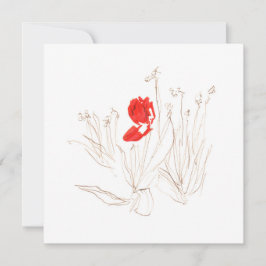 Gloeiende tulp in de wind en de regen Flat Kaart