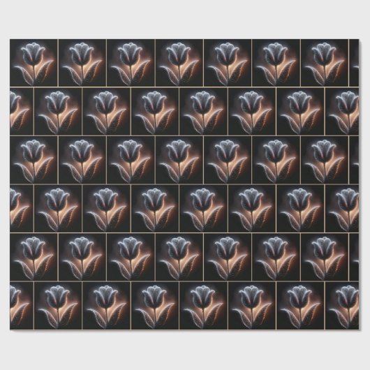 Gloeiende tulp met regendruppels cadeaupapier (Vlak)