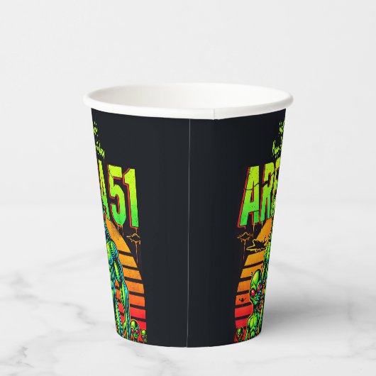 Gloeiende UFO's doemen op over Area 51 Papieren Bekers (Rechts)