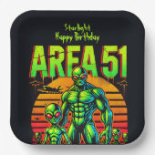 Gloeiende UFO's doemen op over Area 51 Papieren Bordje (Voorkant)