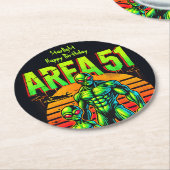 Gloeiende UFO's doemen op over Area 51 Ronde Kartonnen Onderzetter (Gebogen)