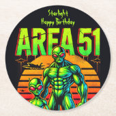 Gloeiende UFO's doemen op over Area 51 Ronde Kartonnen Onderzetter (Voorkant)