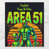 Gloeiende UFO's doemen op over Area 51 Wijn Etiket (Enkel label)