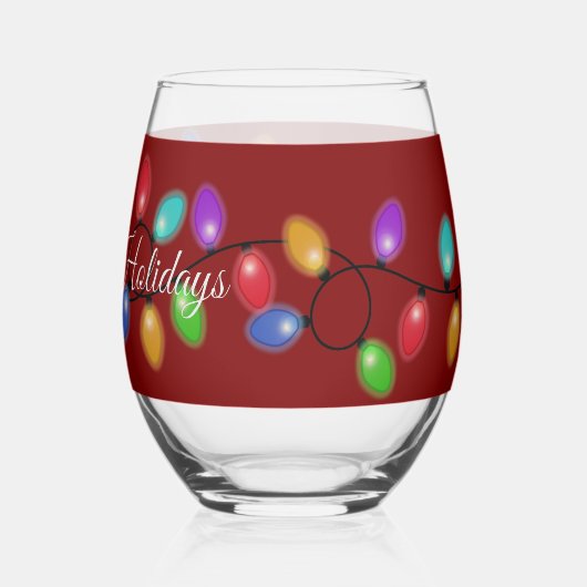 Gloeiende vakantielichten wijnglas zonder voet (Links)