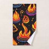 Gloeiende vlampictogrammen op donker canvas bad handdoek (Handdoek)