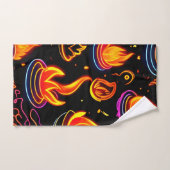 Gloeiende vlampictogrammen op donker canvas bad handdoek (Handdoek)