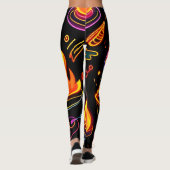 Gloeiende vlampictogrammen op donker canvas leggings (Achterkant)