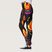 Gloeiende vlampictogrammen op donker canvas leggings (Links)