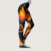 Gloeiende vlampictogrammen op donker canvas leggings (Rechts)