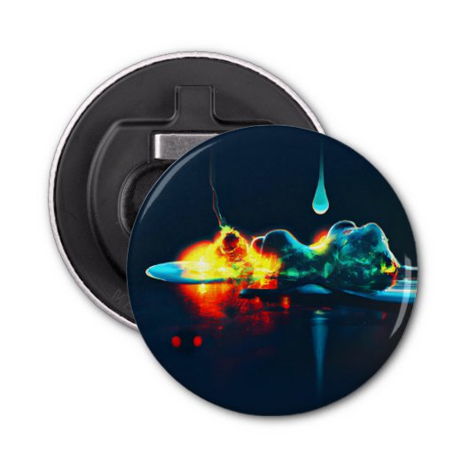 gloeiende vloeistofdruppel button flesopener (Voorkant)