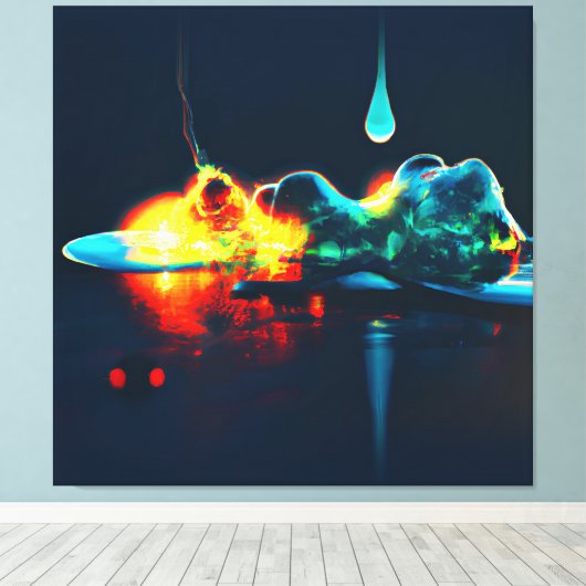 gloeiende vloeistofdruppel canvas afdruk (Insitu (Houten vloer))