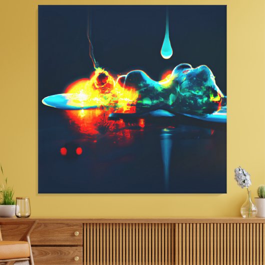 gloeiende vloeistofdruppel canvas afdruk (Insitu (Woonkamer))