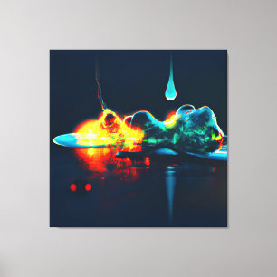 gloeiende vloeistofdruppel canvas afdruk