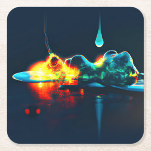 gloeiende vloeistofdruppel kartonnen onderzetters