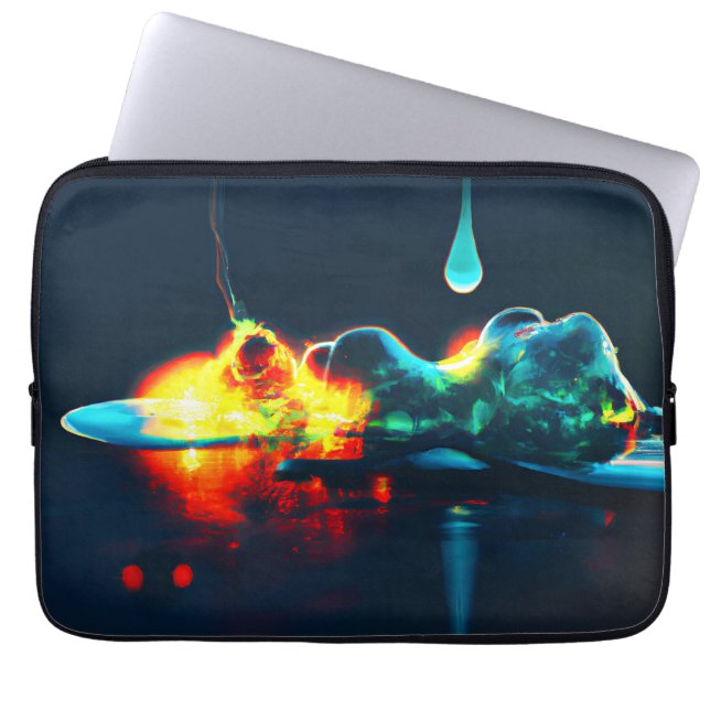 gloeiende vloeistofdruppel laptop sleeve (Voorkant)