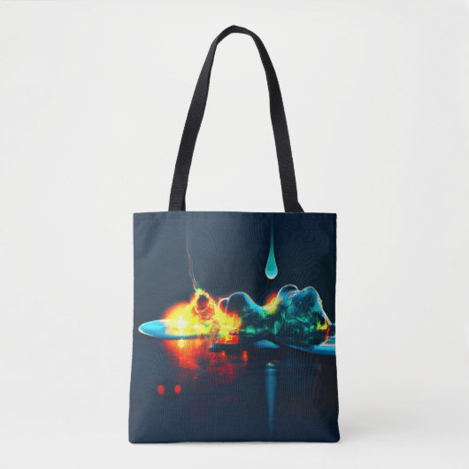 gloeiende vloeistofdruppel tote bag (Voorkant)
