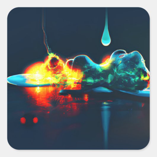 gloeiende vloeistofdruppel vierkante sticker (Voorkant)