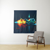 gloeiende vloeistofdruppel wandkleed (In situ)