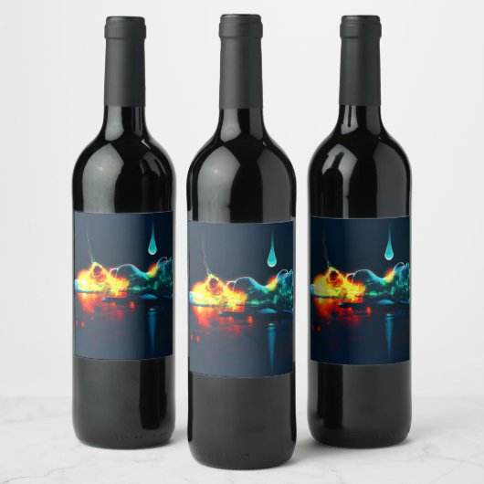 gloeiende vloeistofdruppel wijn etiket (Flessen)