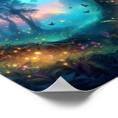 Gloeiende vuurvliegjes en magisch bos poster (Hoek)