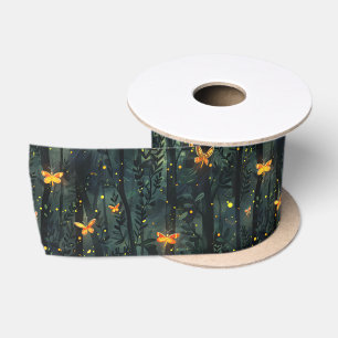 Gloeiende vuurvliegjes in betoverde bosnacht Illus Satijnen Lint