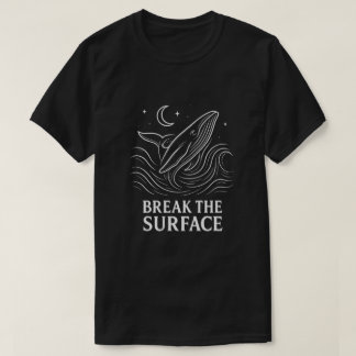 Gloeiende Walvis Lijnkunst Oceaan Kracht T-shirt