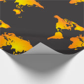 Gloeiende Wereldkaart in Sinaasappel en geel Cadeaupapier