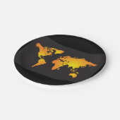 Gloeiende Wereldkaart in Sinaasappel en geel Papieren Bordje (Gekanteld)