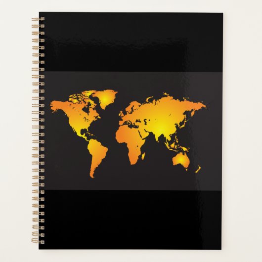 Gloeiende Wereldkaart in Sinaasappel en geel Planner (Voorkant)