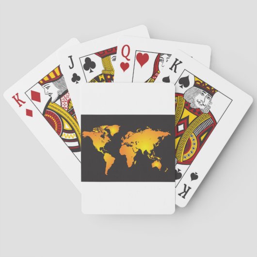 Gloeiende Wereldkaart in Sinaasappel en geel Pokerkaarten (Achterkant)