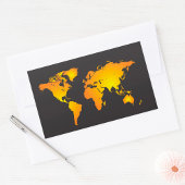 Gloeiende Wereldkaart in Sinaasappel en geel Rechthoekige Sticker