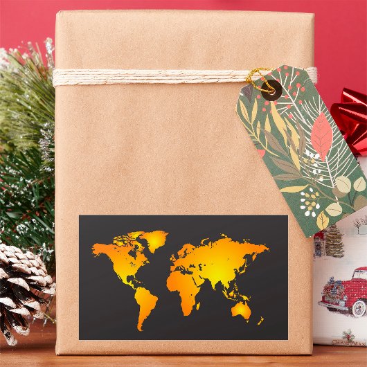 Gloeiende Wereldkaart in Sinaasappel en geel Rechthoekige Sticker