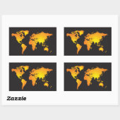 Gloeiende Wereldkaart in Sinaasappel en geel Rechthoekige Sticker (Vel)