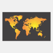 Gloeiende Wereldkaart in Sinaasappel en geel Rechthoekige Sticker (Voorkant)