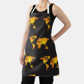 Gloeiende Wereldkaart in Sinaasappel en geel Schort (Insitu)