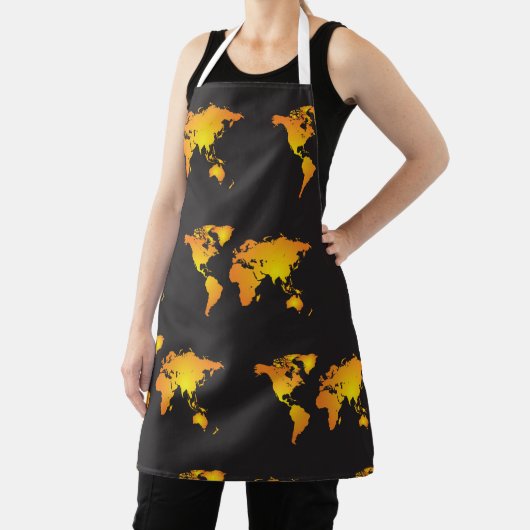 Gloeiende Wereldkaart in Sinaasappel en geel Schort (Insitu)